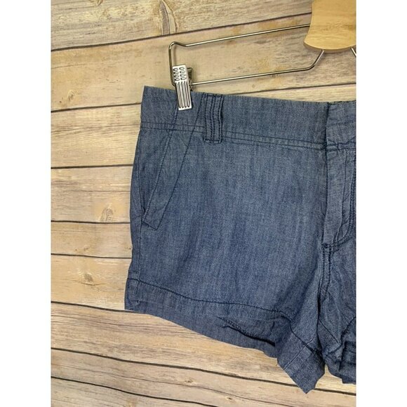 Old Navy Womens 8 Chambray Shorts Flat Front Blue - Picture 4 of 10